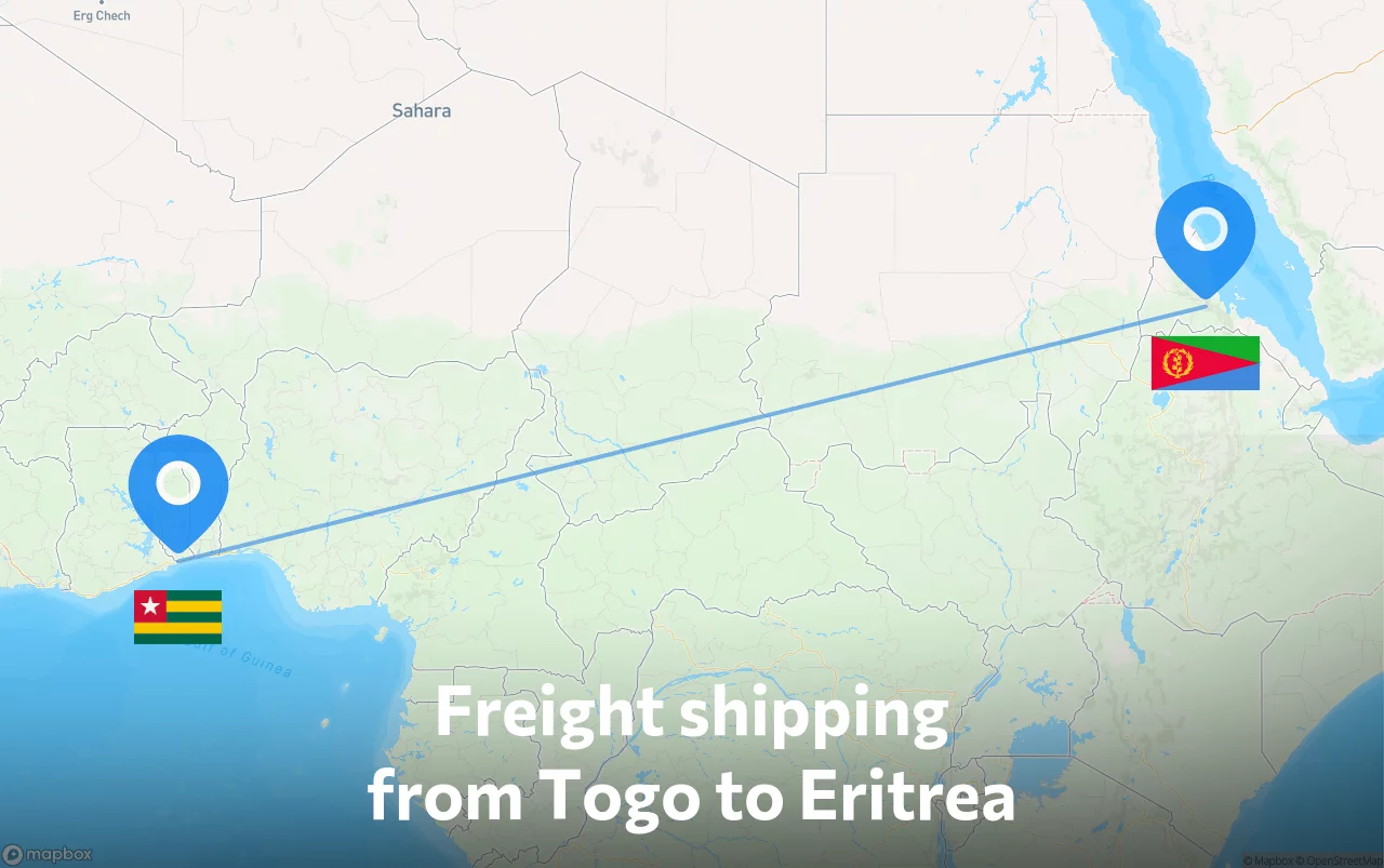 Shipping route from Togo to Eritrea