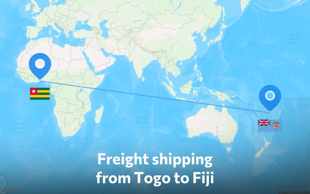 Shipping route from Togo to Fiji