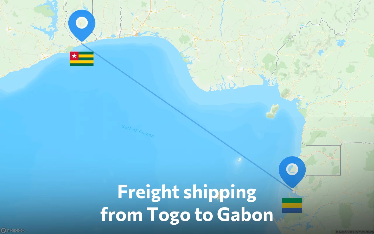 Shipping route from Togo to Gabon