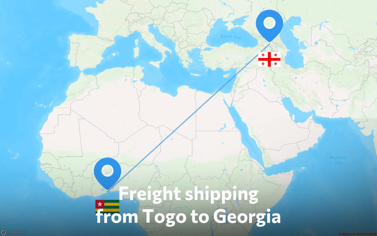 Shipping route from Togo to Georgia