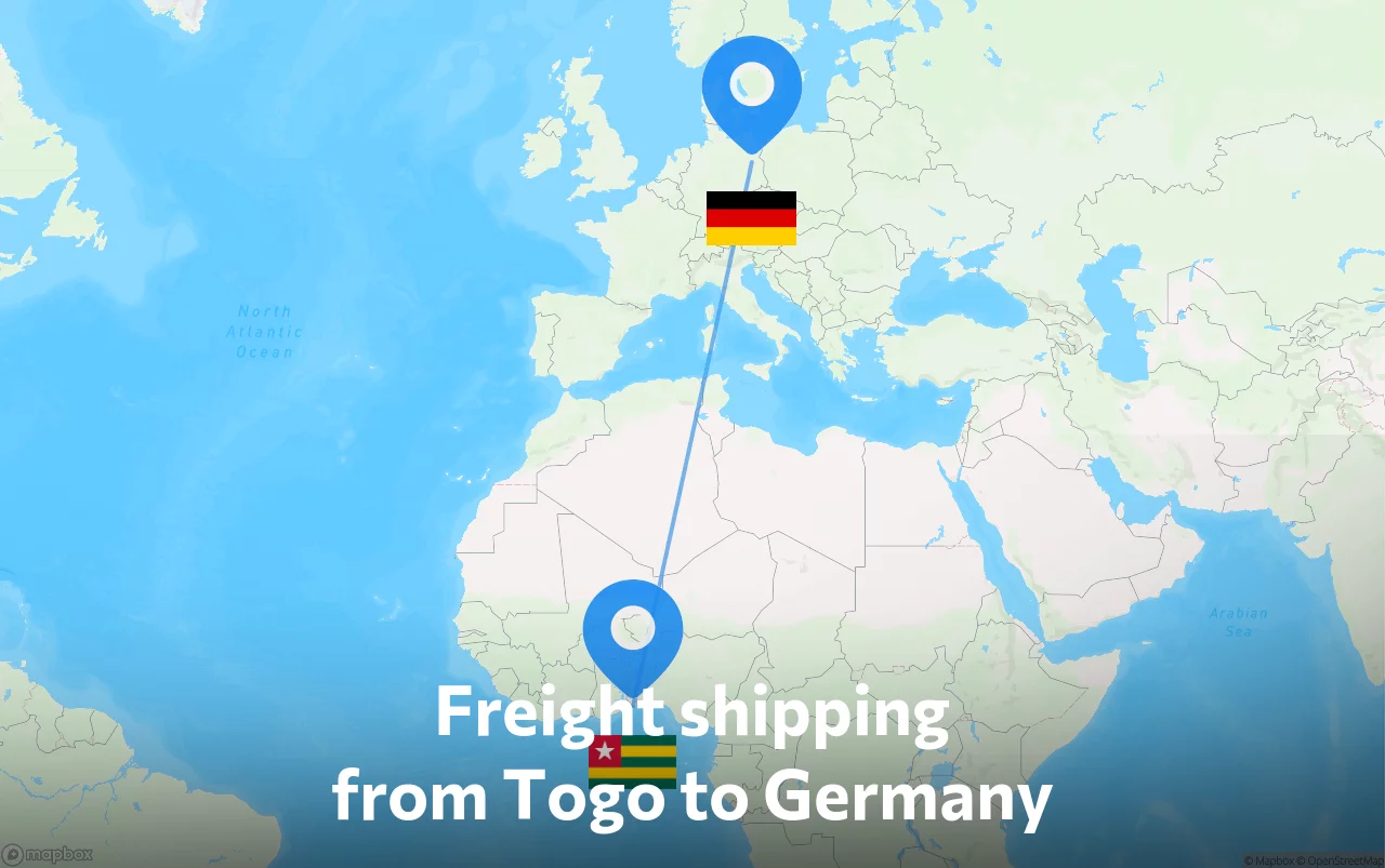 Shipping route from Togo to Germany