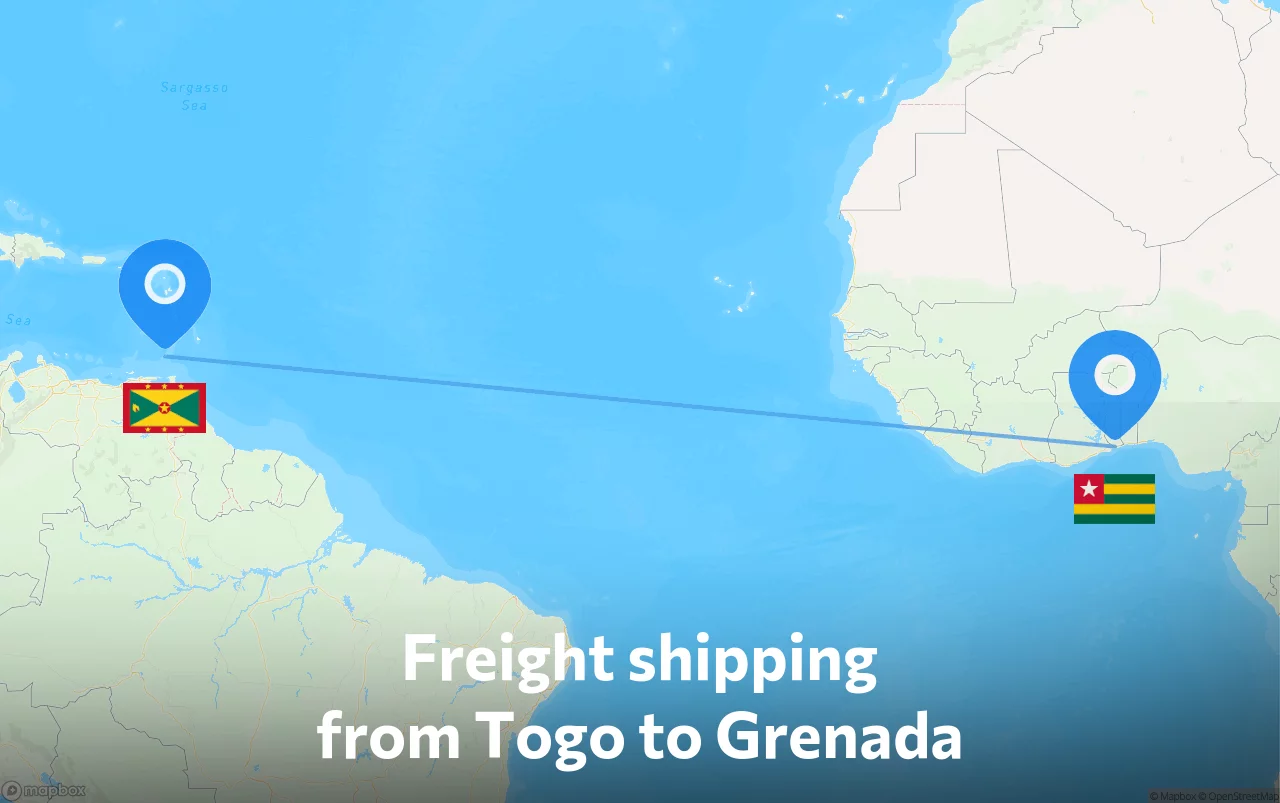 Shipping route from Togo to Grenada