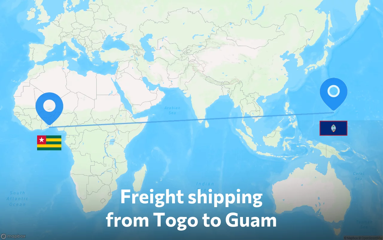 Shipping route from Togo to Guam