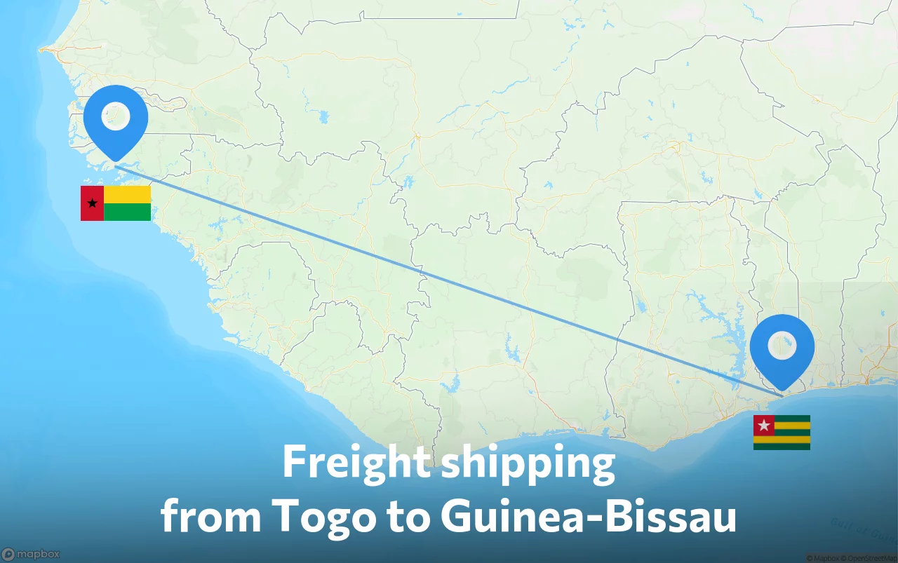 Shipping route from Togo to Guinea-Bissau