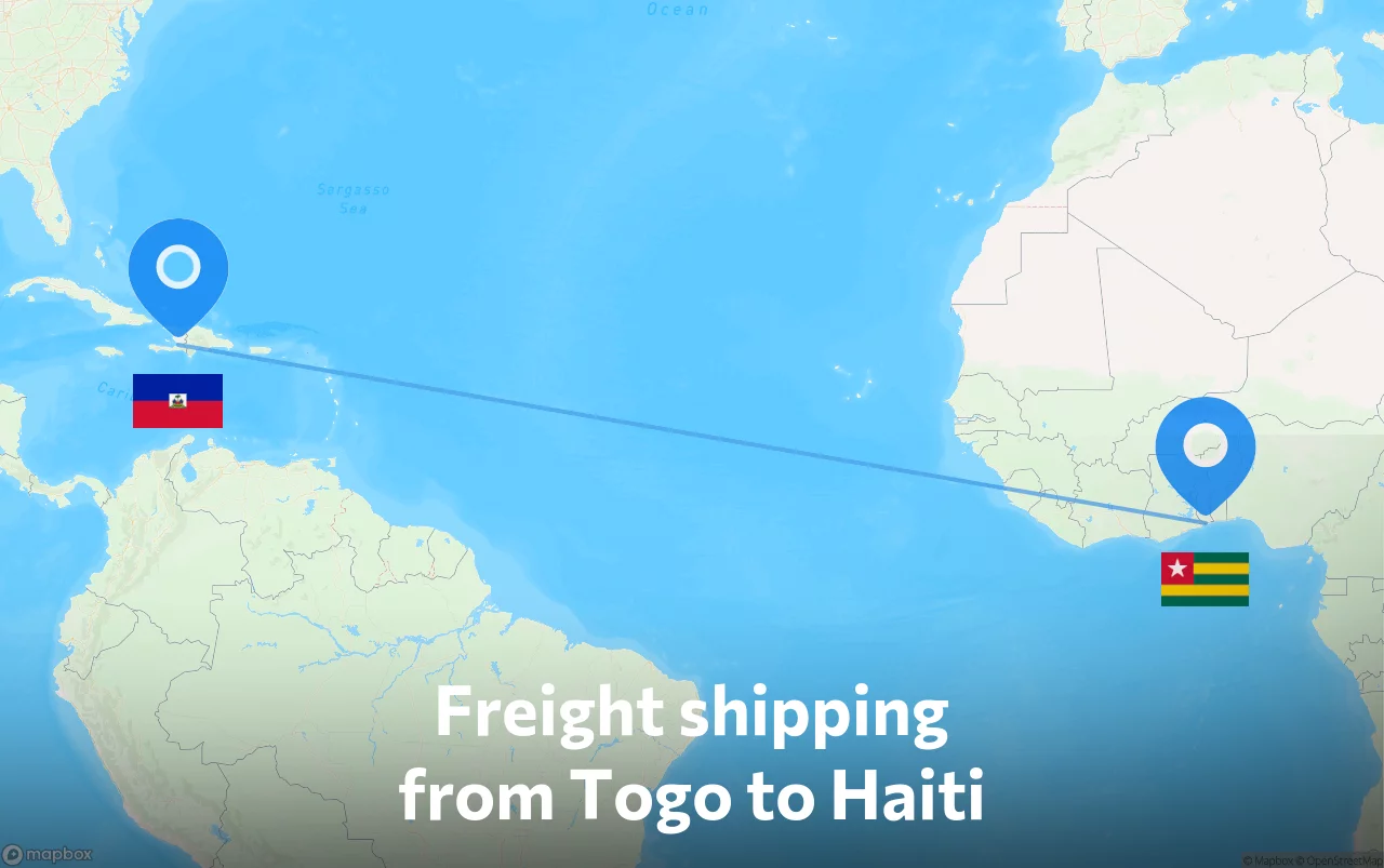 Shipping route from Togo to Haiti