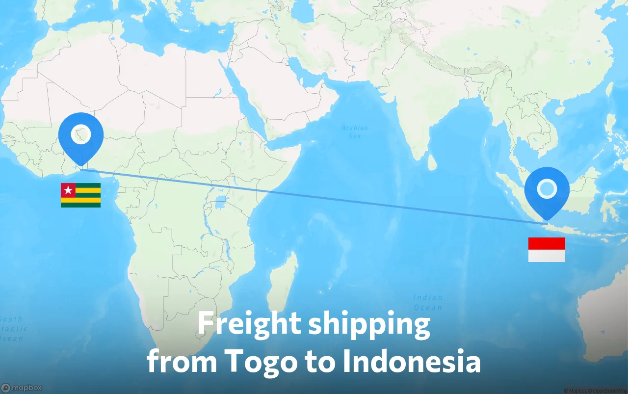 Shipping route from Togo to Indonesia