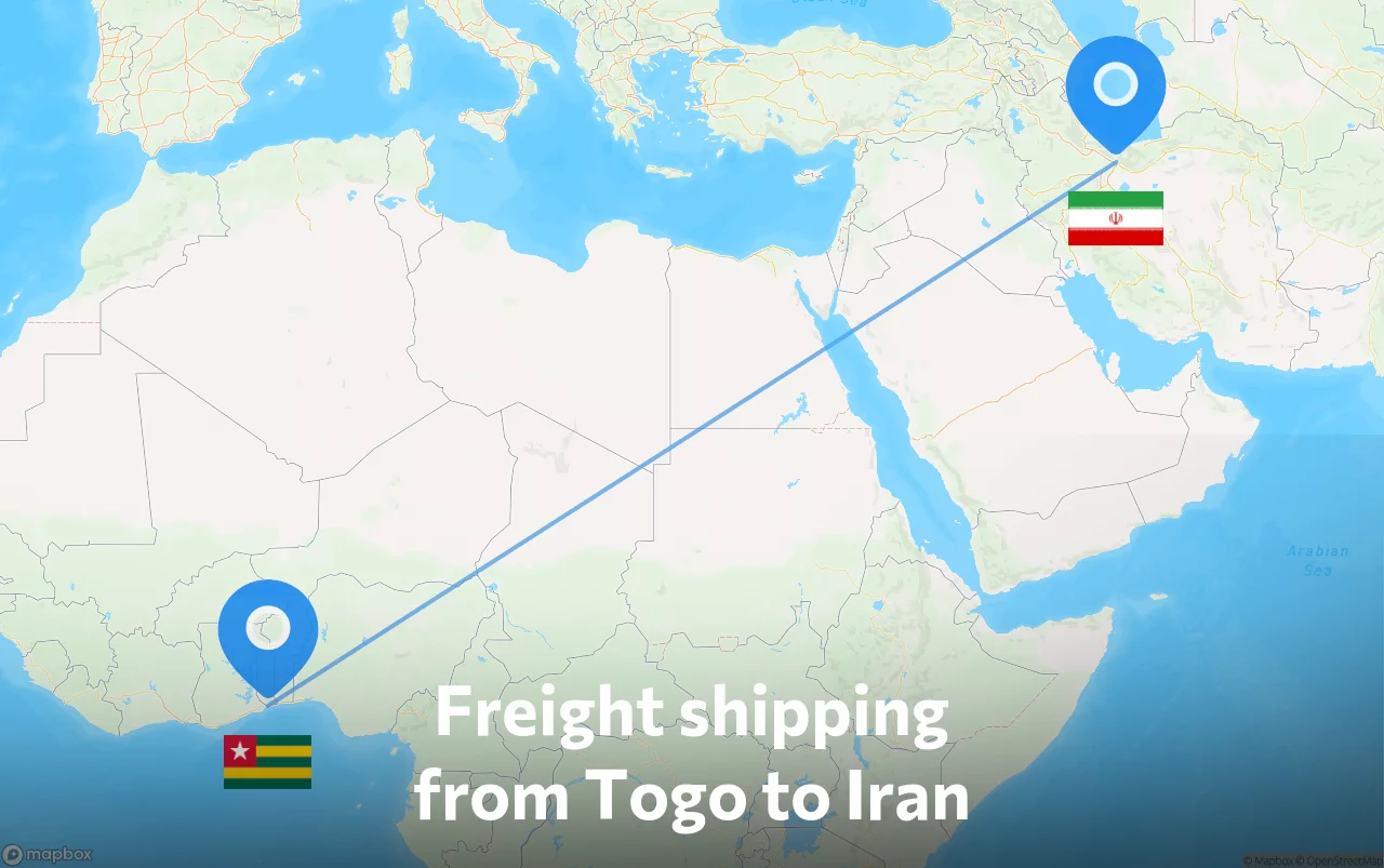 Shipping route from Togo to Iran