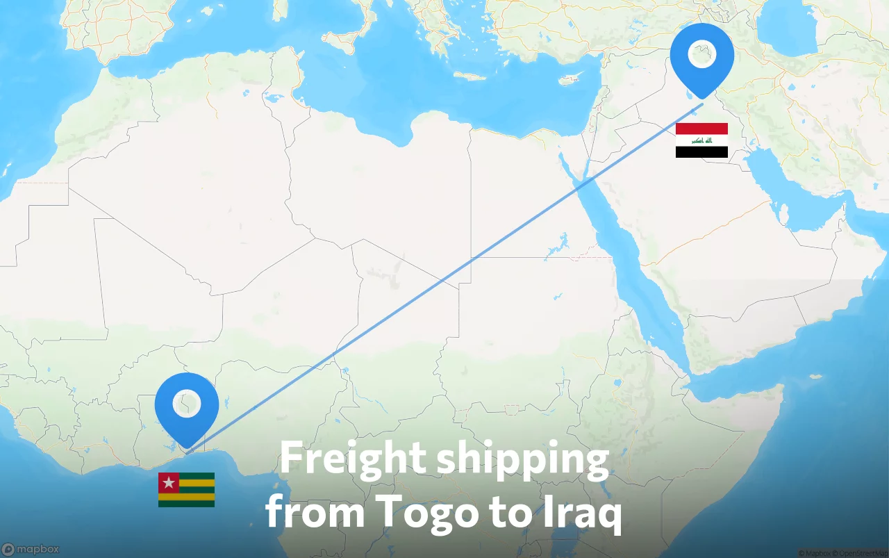Shipping route from Togo to Iraq