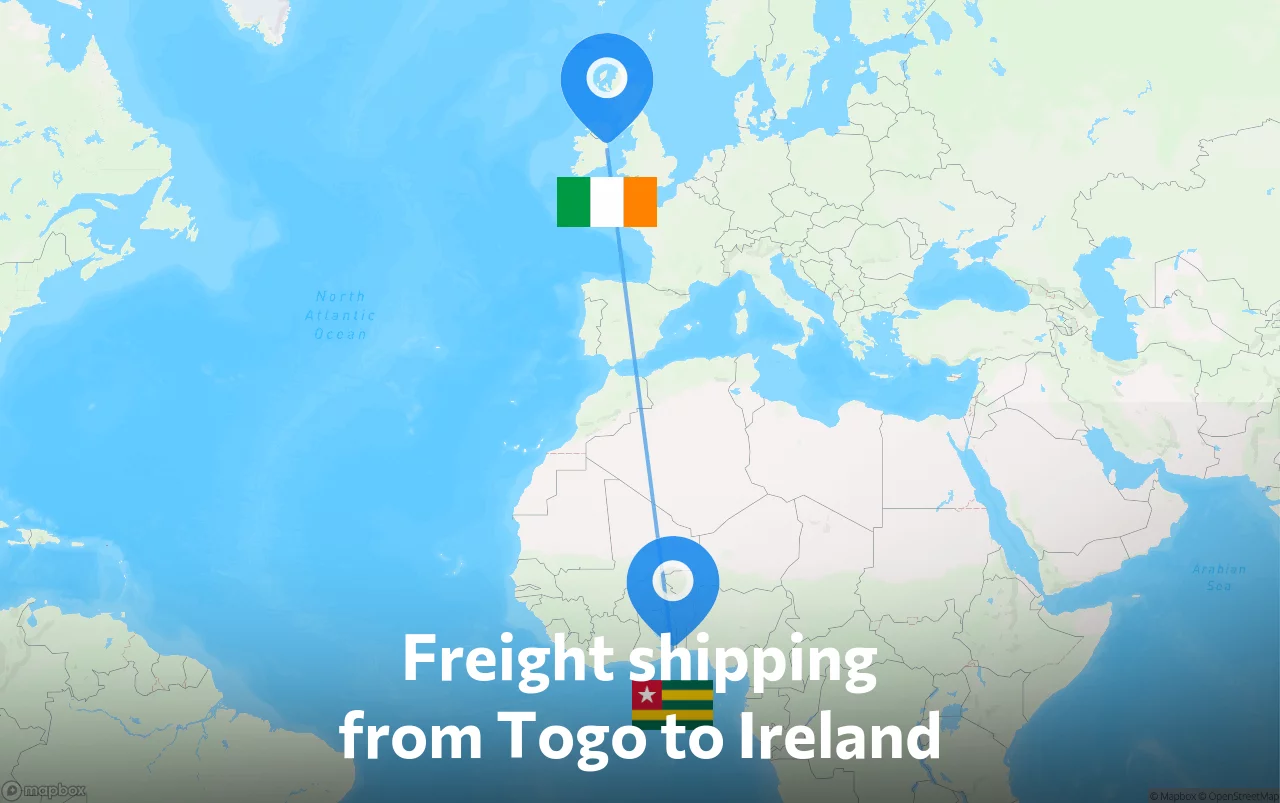 Shipping route from Togo to Ireland