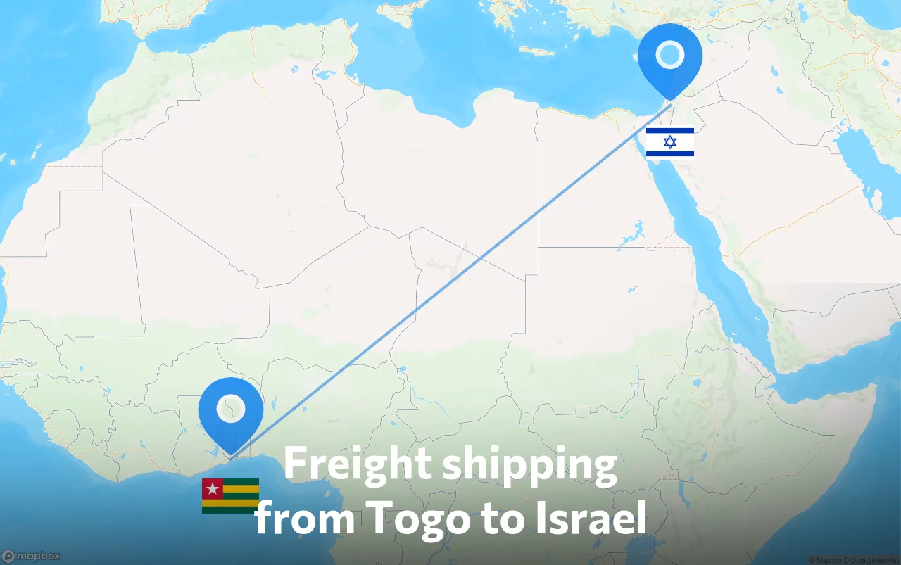 Shipping route from Togo to Israel