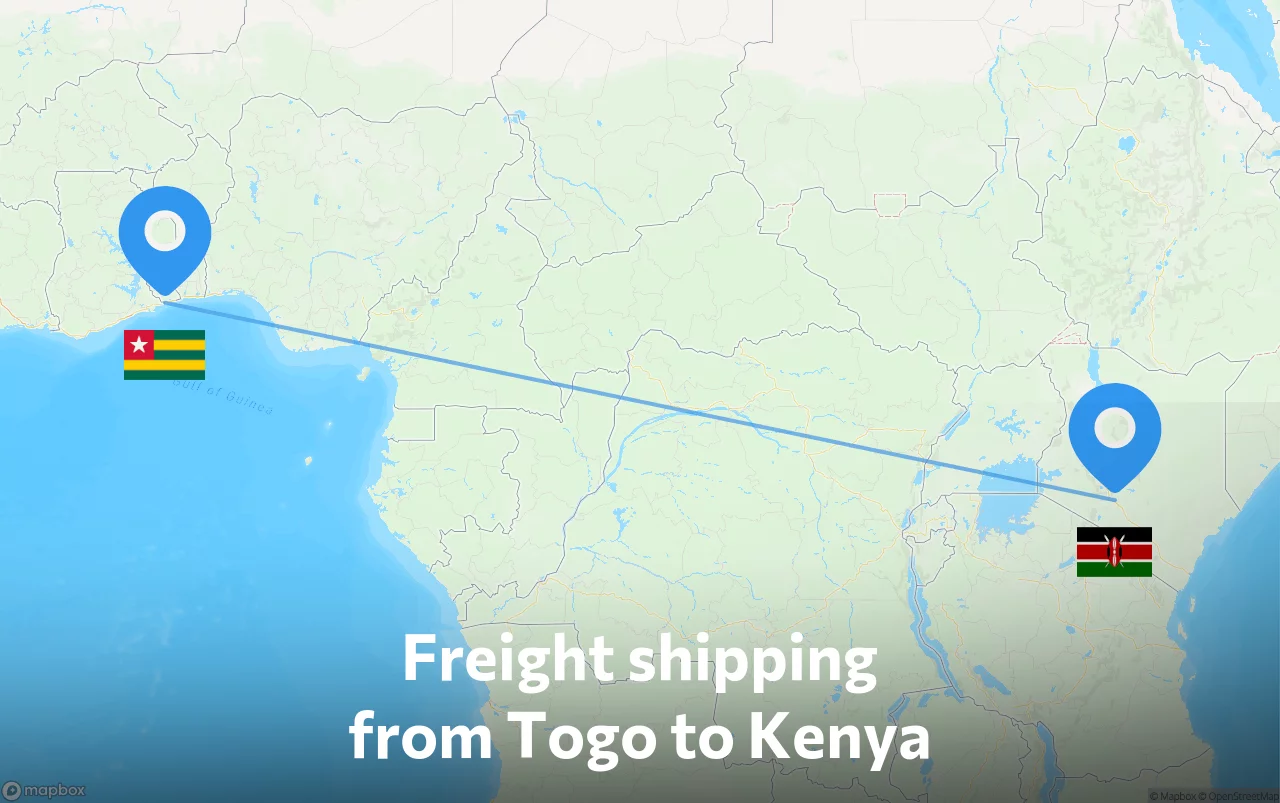 Shipping route from Togo to Kenya