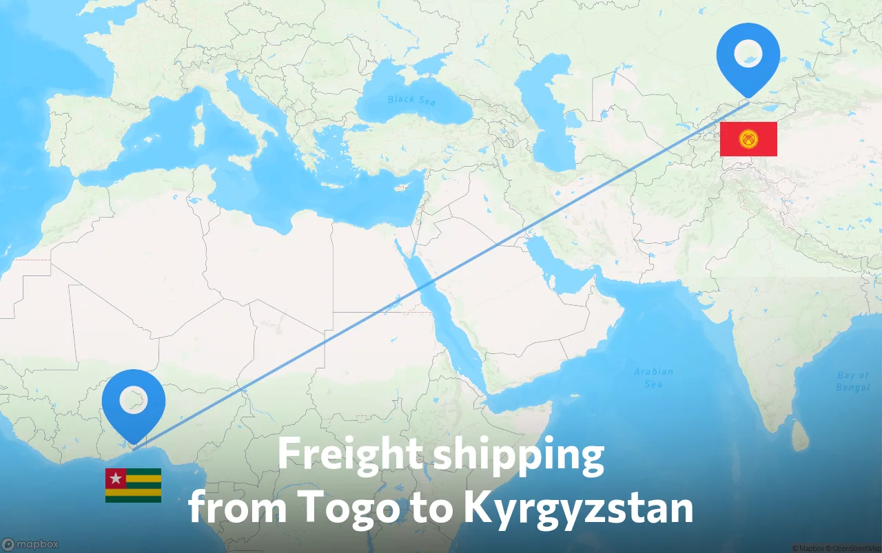 Shipping route from Togo to Kyrgyzstan