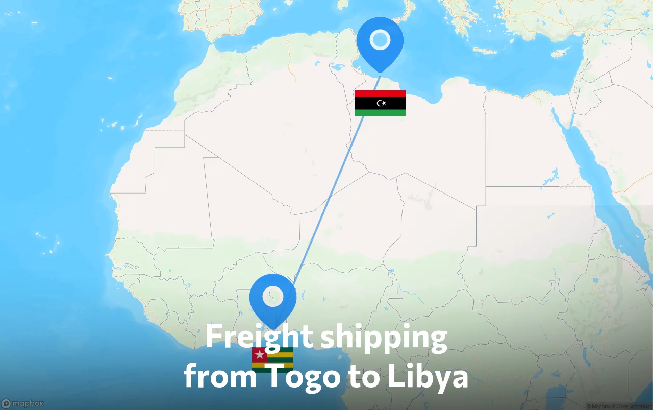 Shipping route from Togo to Libya