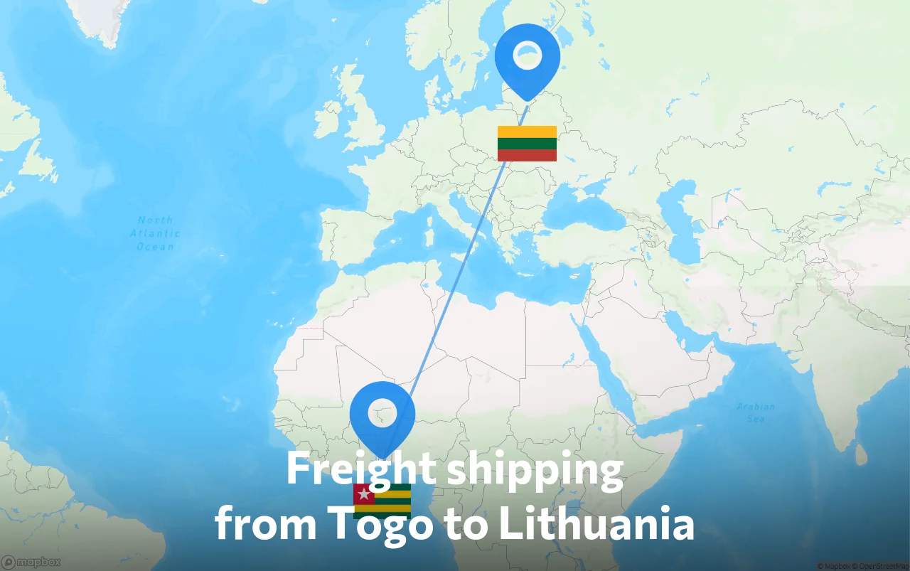 Shipping route from Togo to Lithuania
