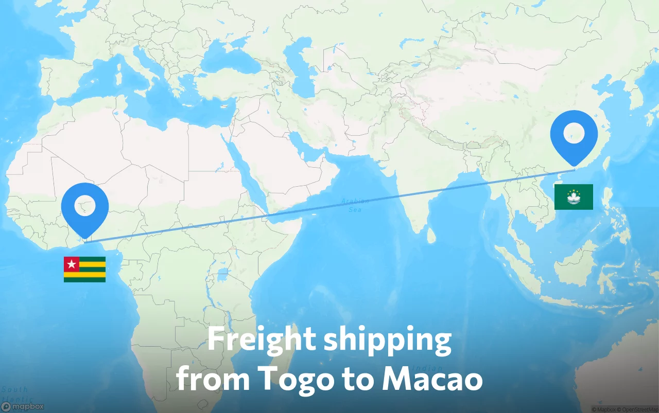 Shipping route from Togo to Macao