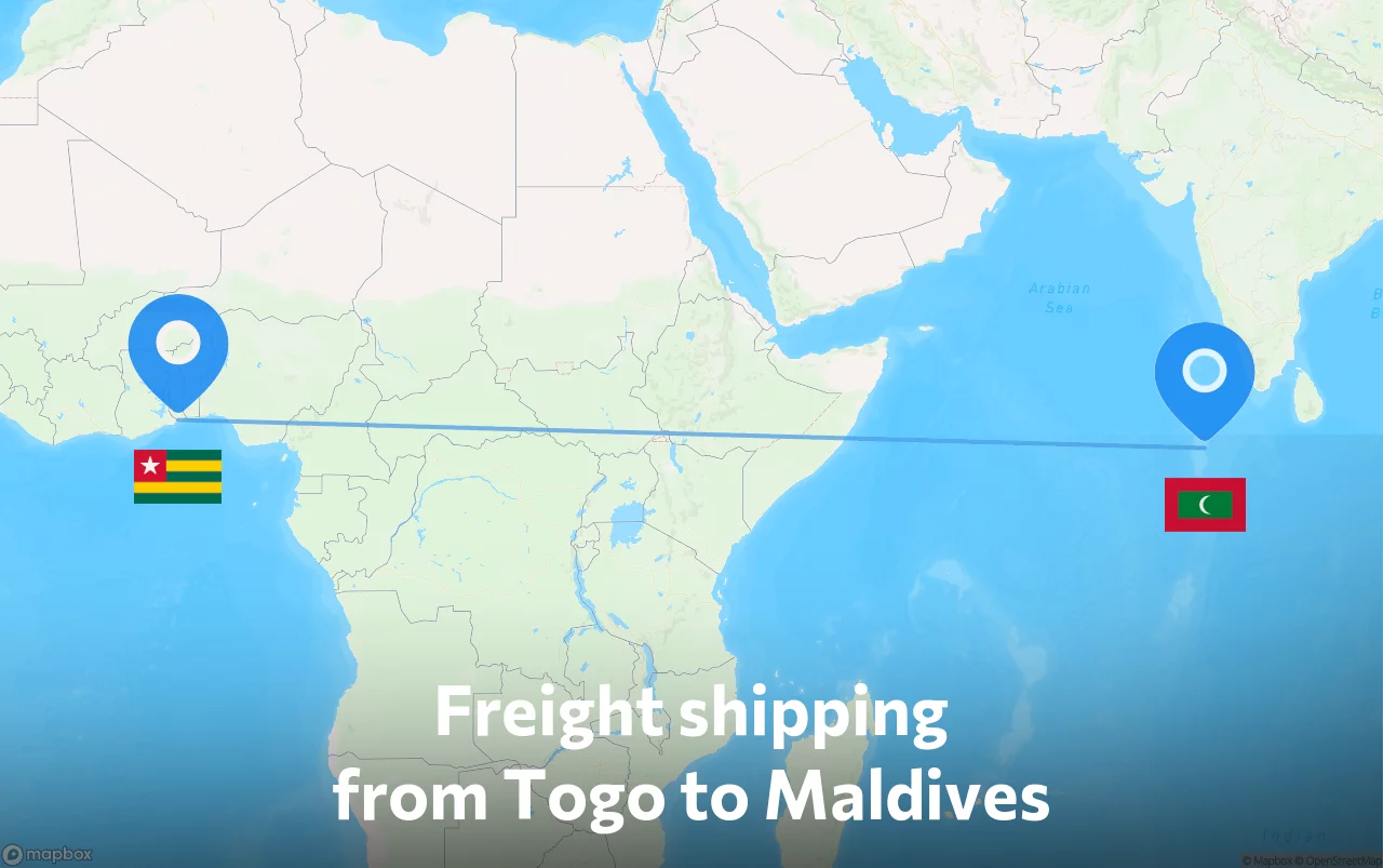 Shipping route from Togo to Maldives