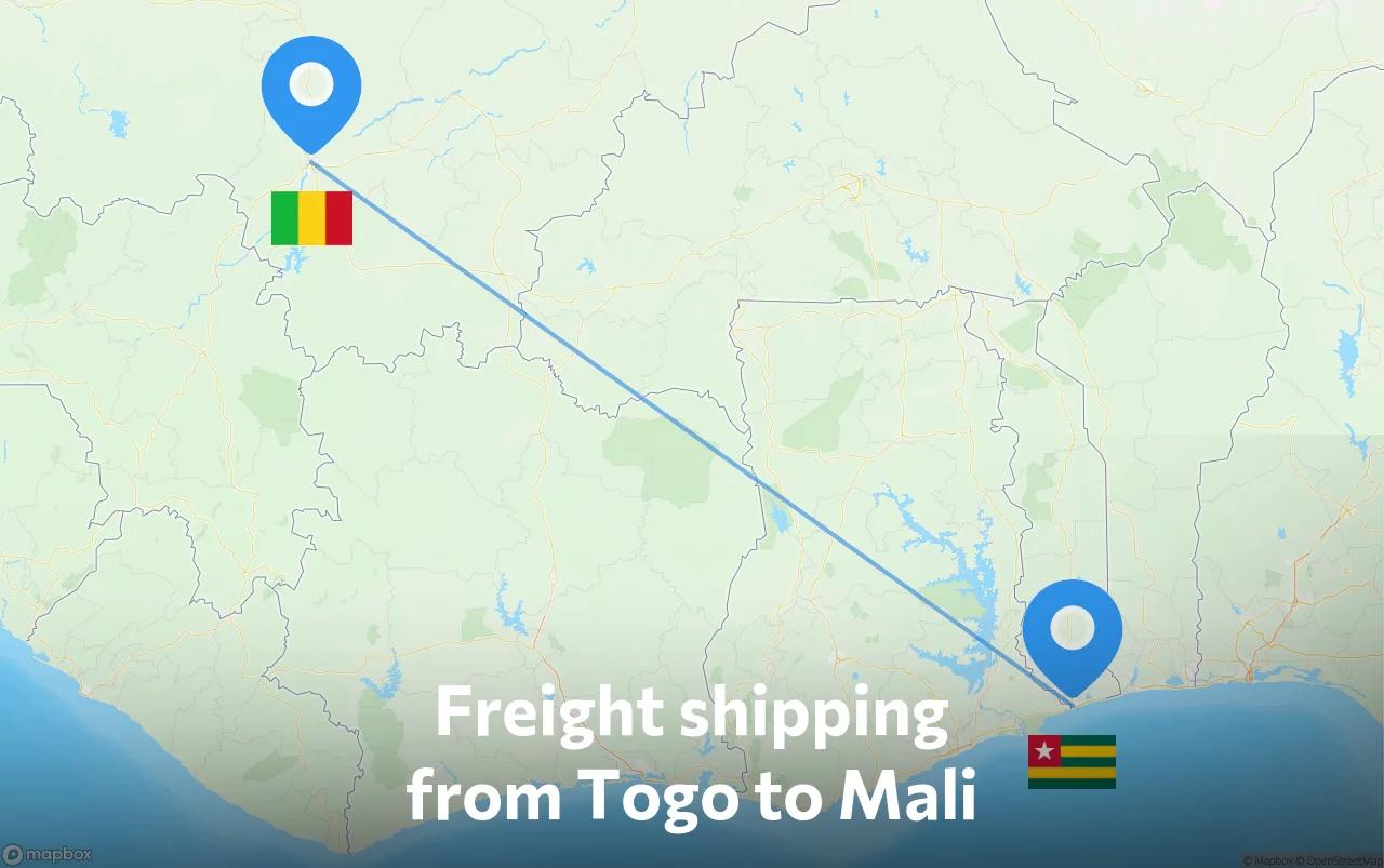 Shipping route from Togo to Mali