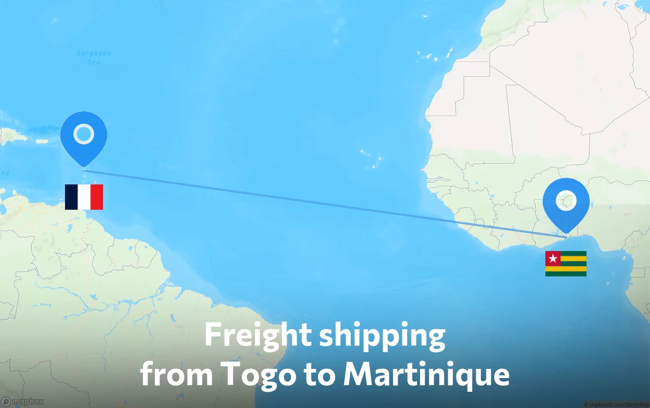 Shipping route from Togo to Martinique