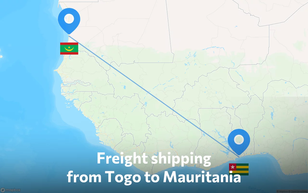 Shipping route from Togo to Mauritania