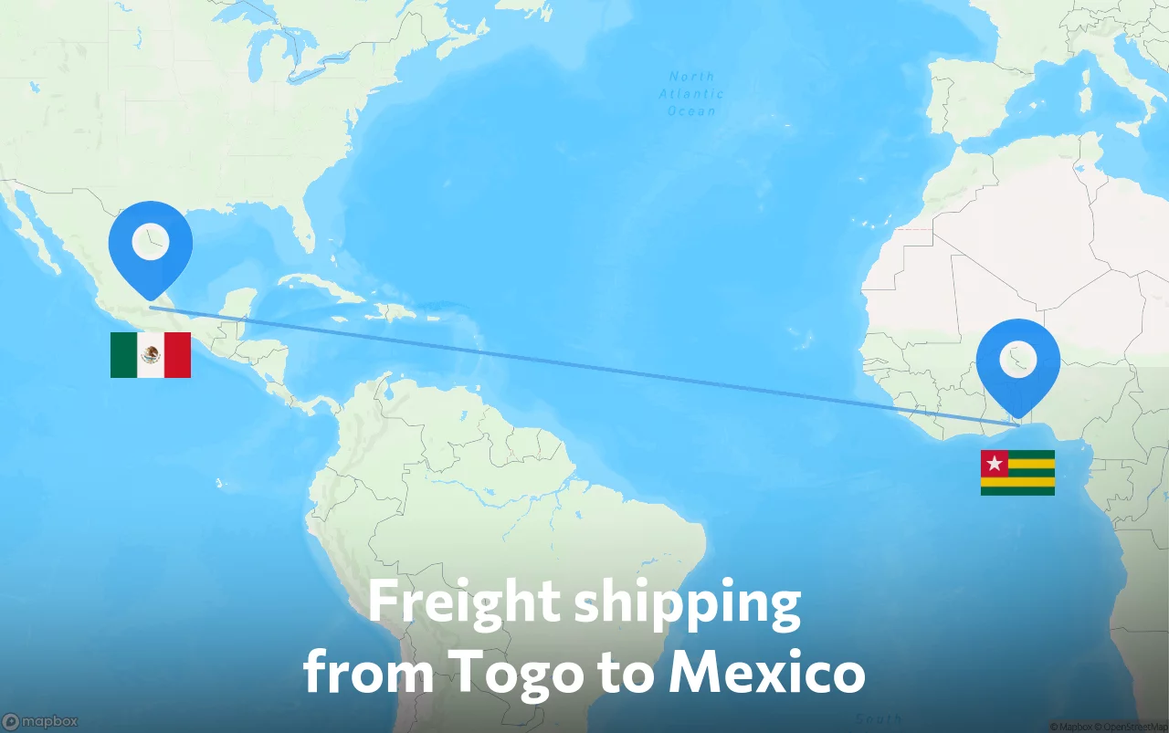 Shipping route from Togo to Mexico