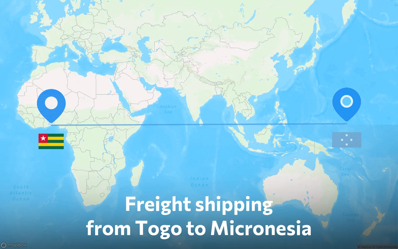 Shipping route from Togo to Micronesia