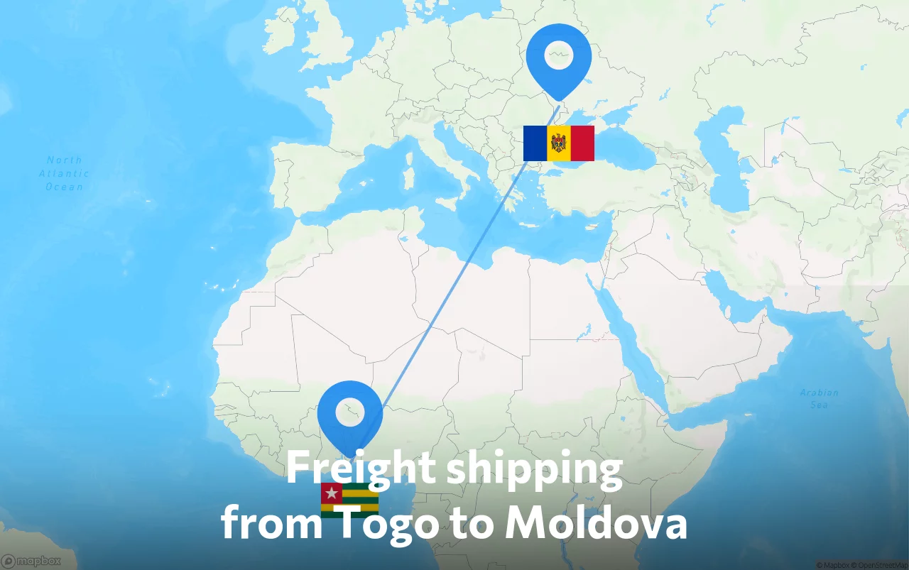 Shipping route from Togo to Moldova