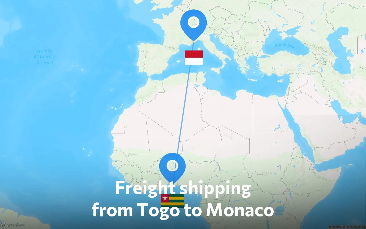 Shipping route from Togo to Monaco