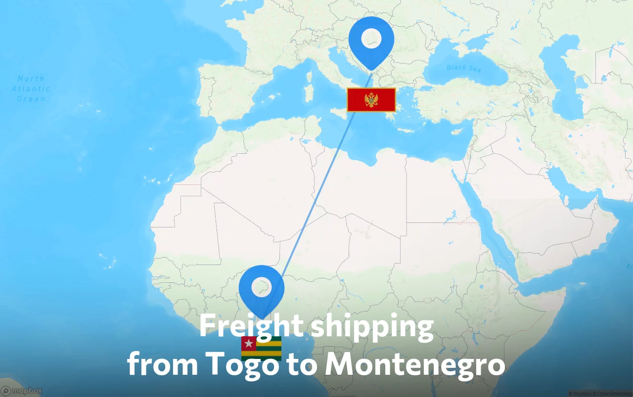 Shipping route from Togo to Montenegro