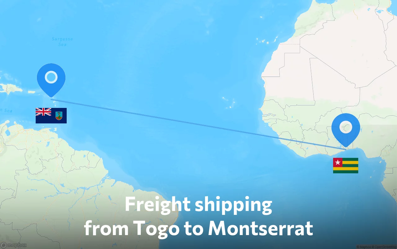 Shipping route from Togo to Montserrat