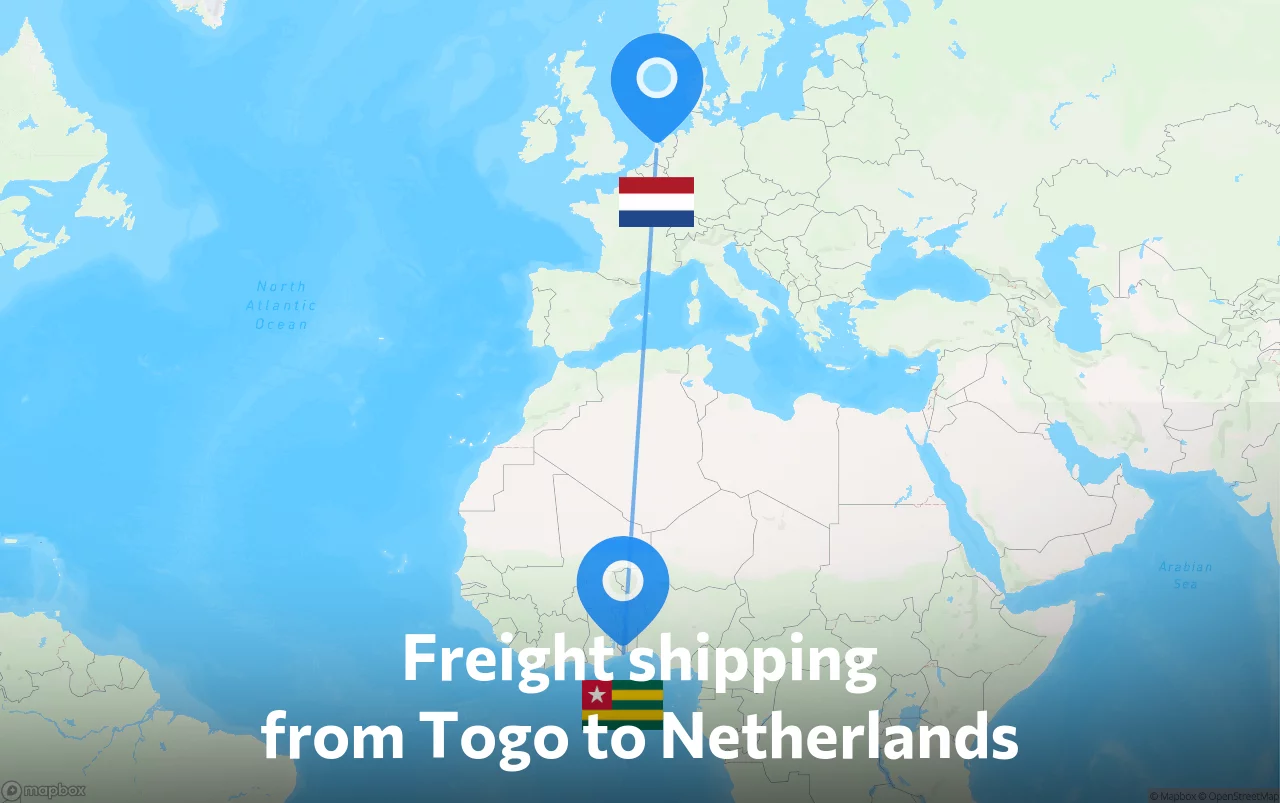 Shipping route from Togo to Netherlands
