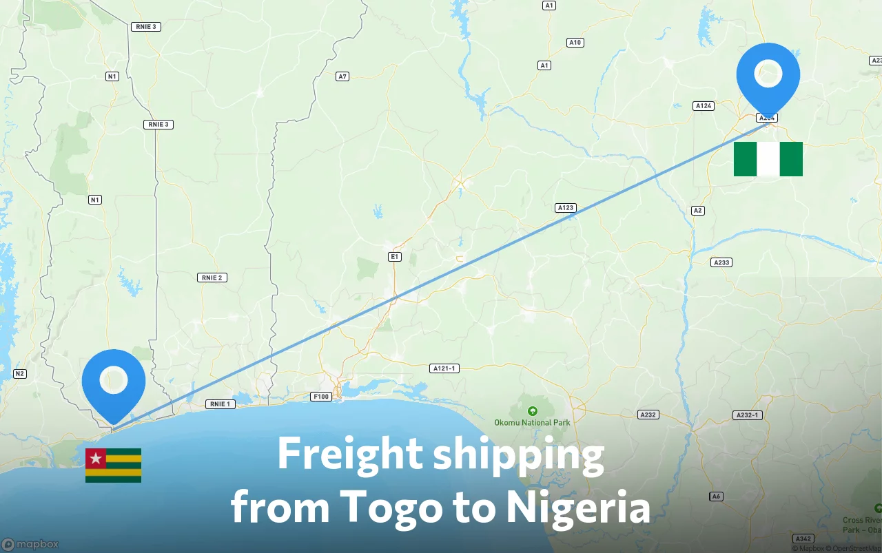 Shipping route from Togo to Nigeria