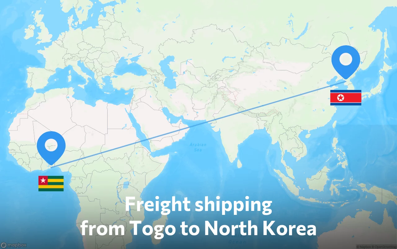 Shipping route from Togo to North Korea