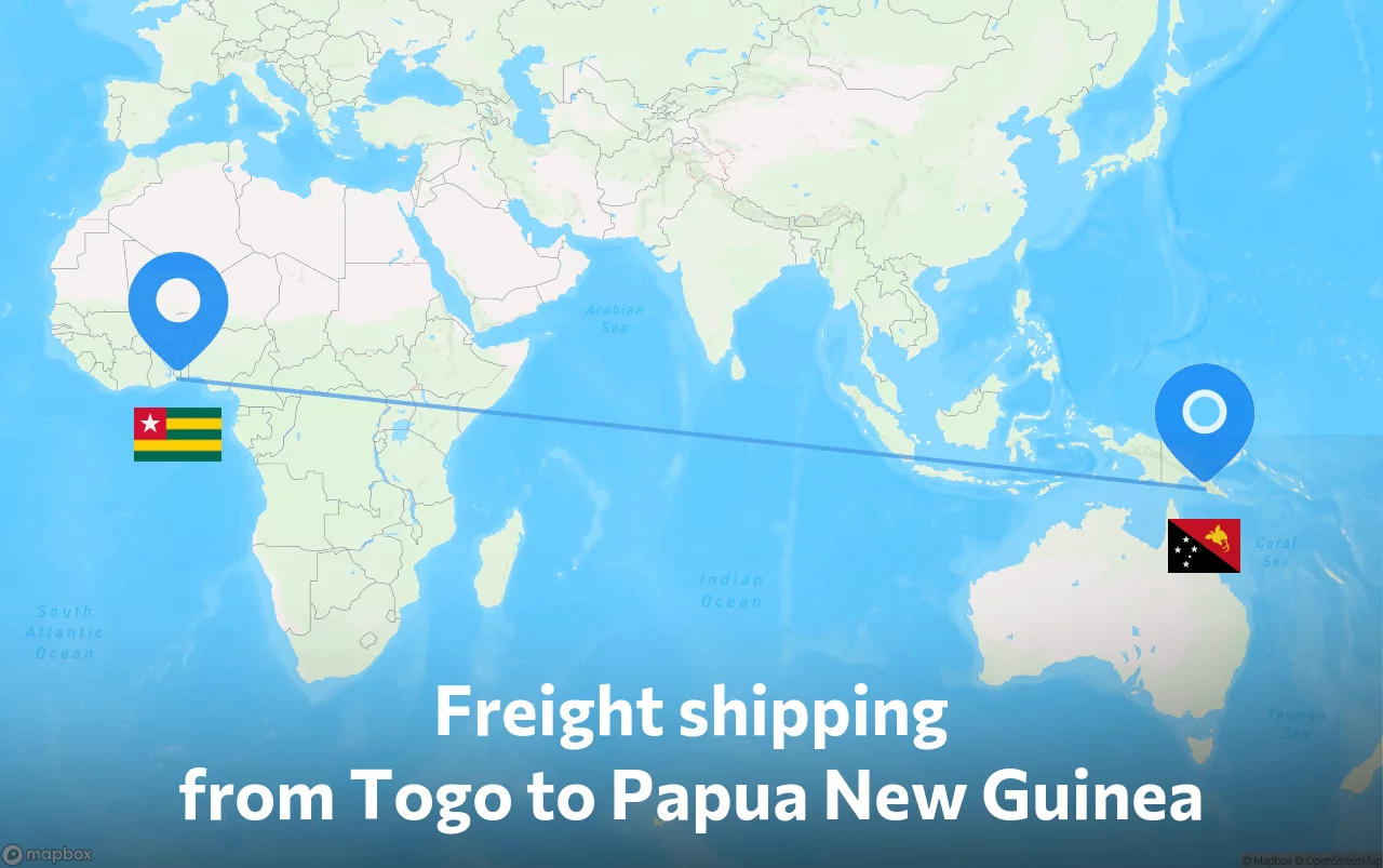Shipping route from Togo to Papua New Guinea