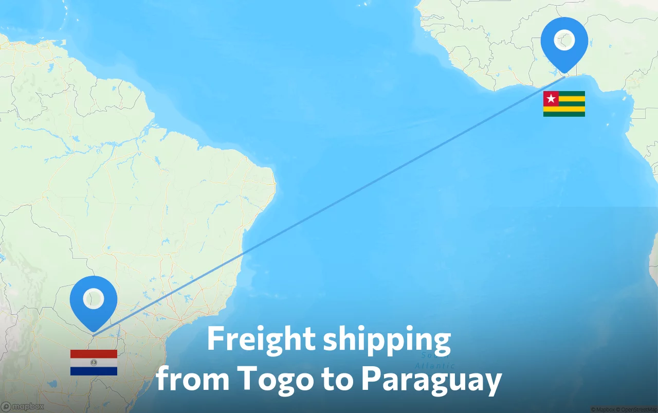 Shipping route from Togo to Paraguay