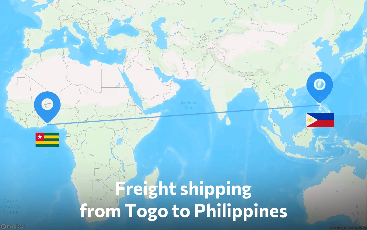Shipping route from Togo to Philippines