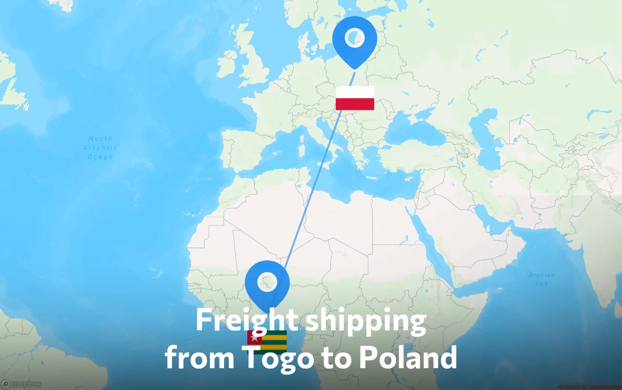 Shipping route from Togo to Poland