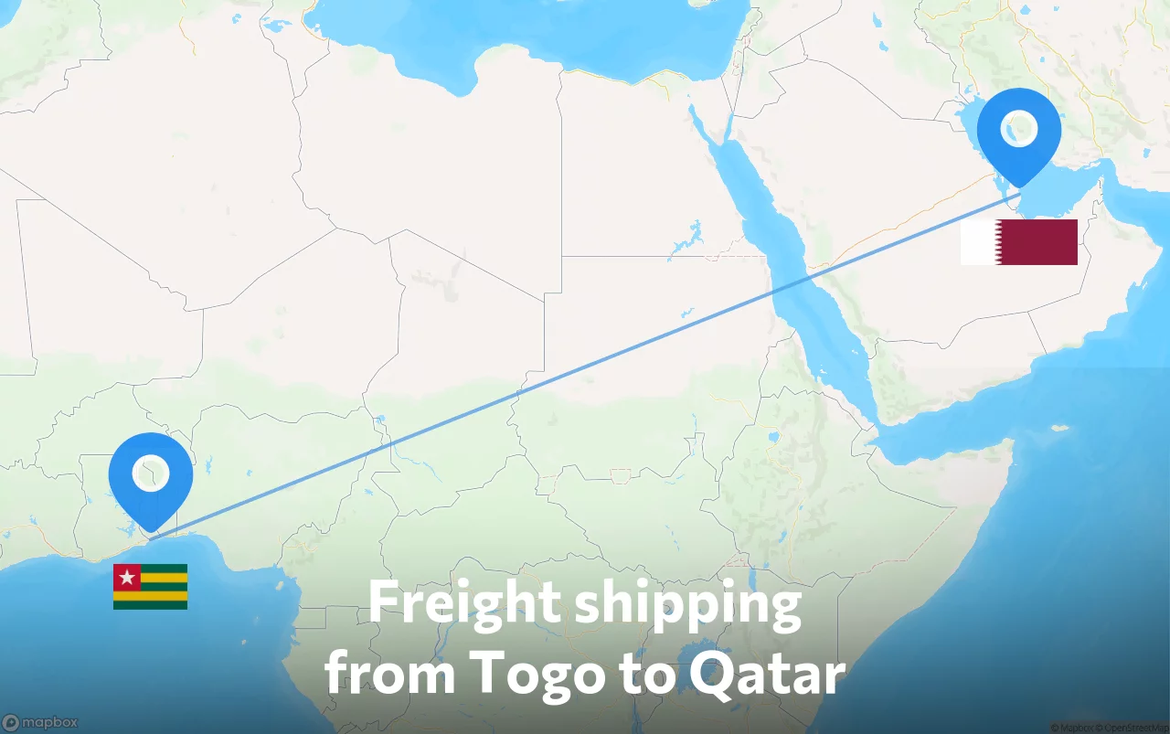 Shipping route from Togo to Qatar