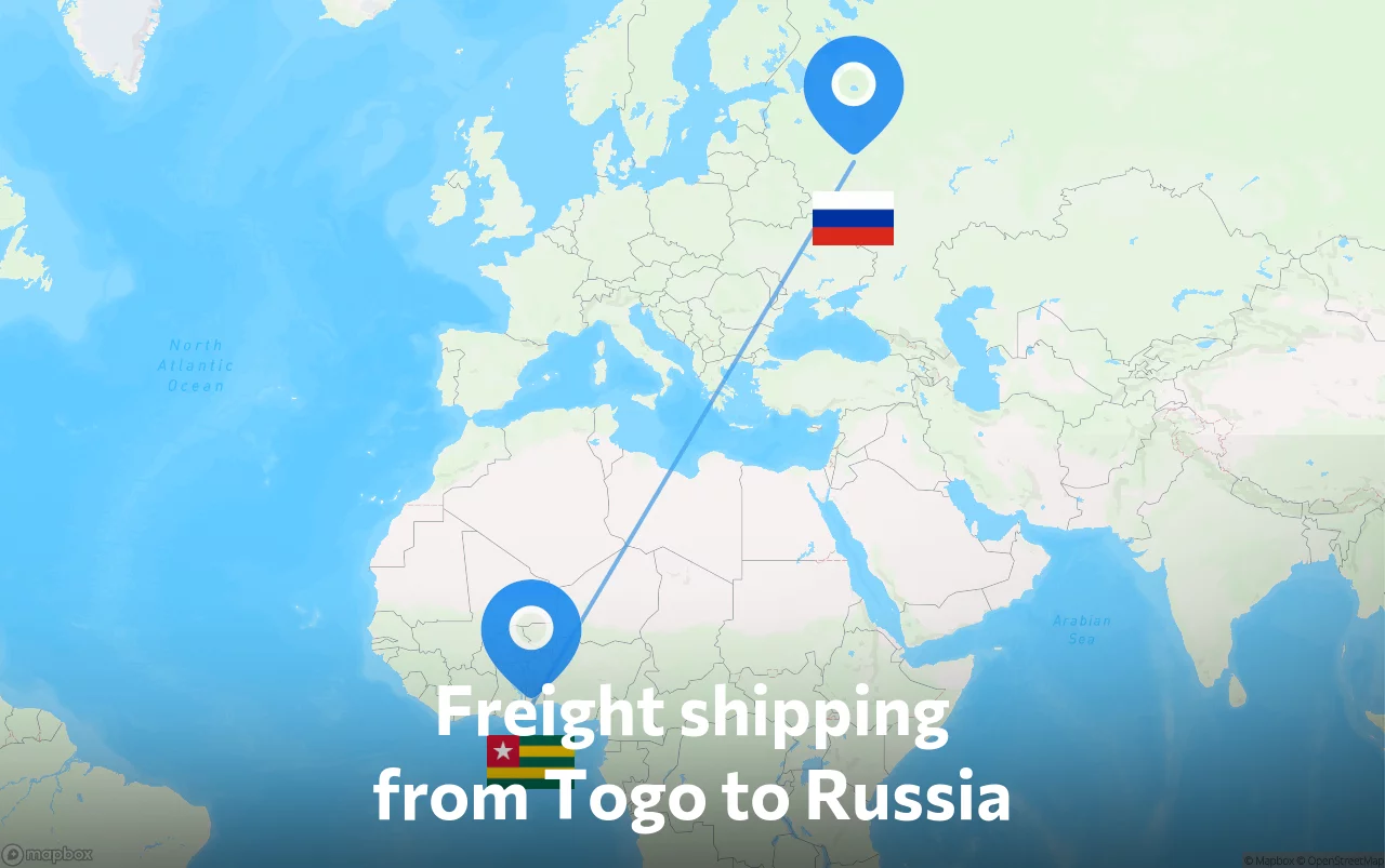 Shipping route from Togo to Russia