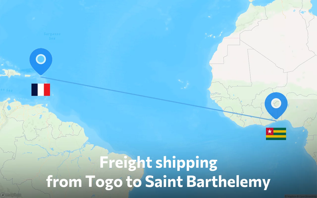 Shipping route from Togo to Saint Barthelemy