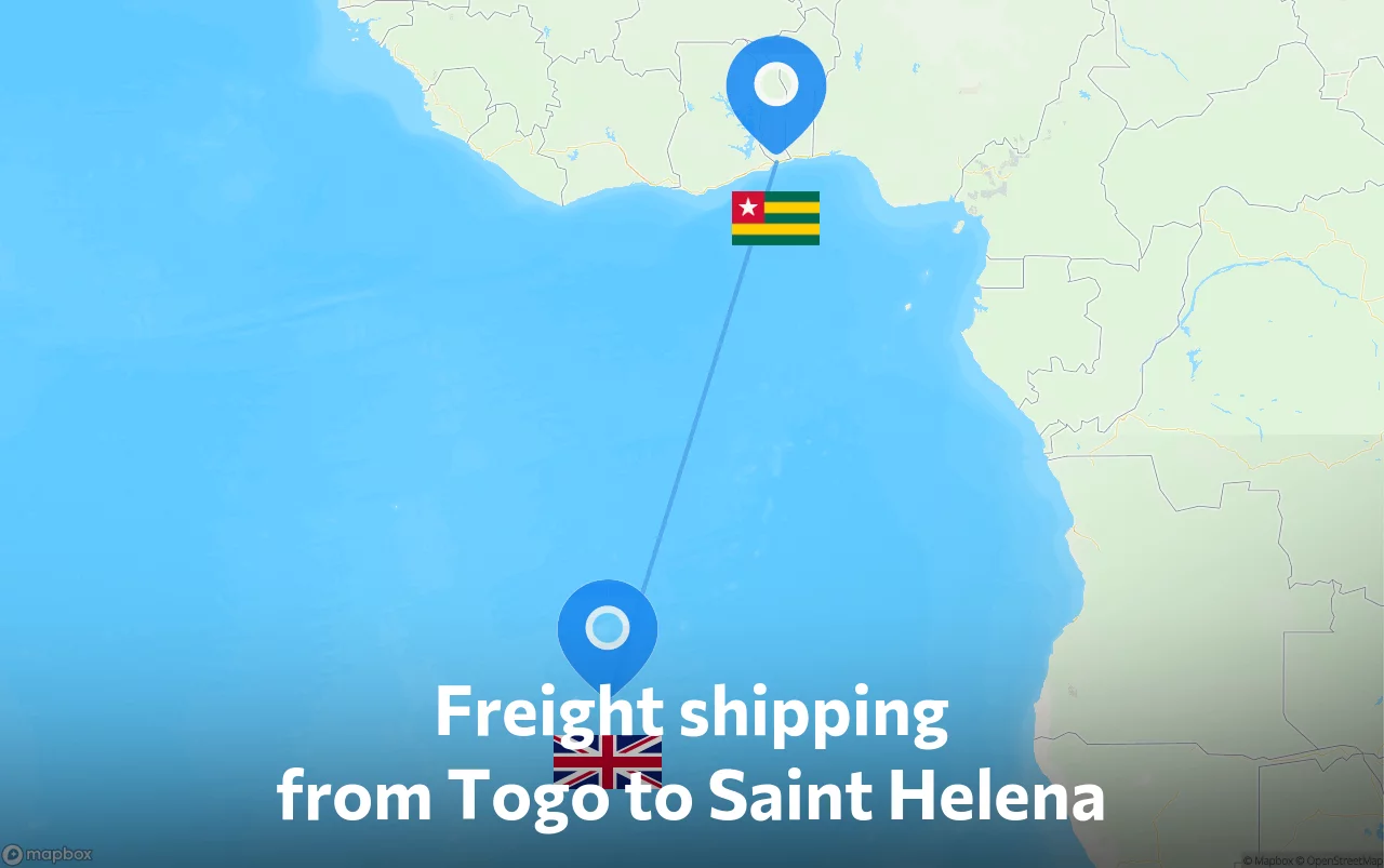Shipping route from Togo to Saint Helena