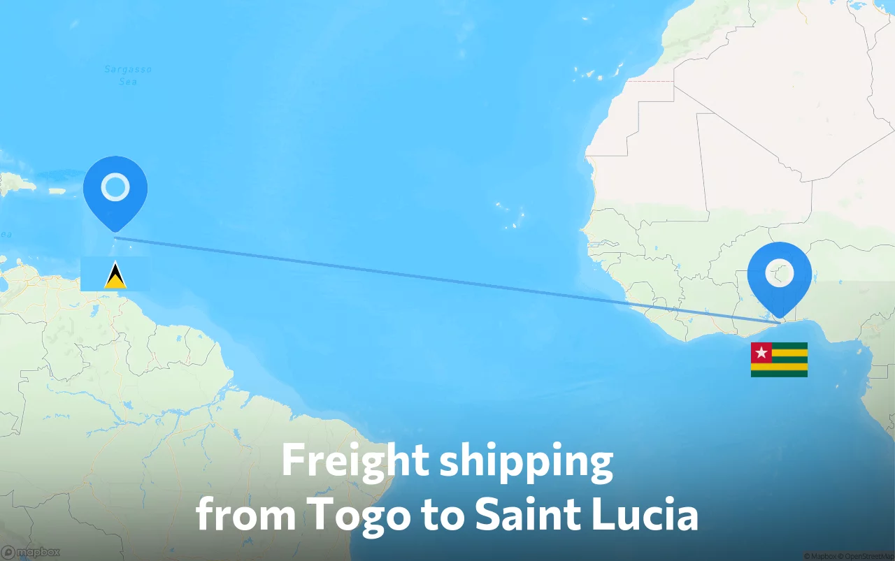 Shipping route from Togo to Saint Lucia