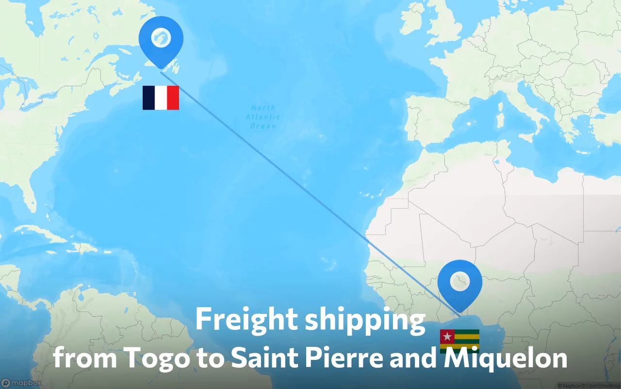 Shipping route from Togo to Saint Pierre and Miquelon
