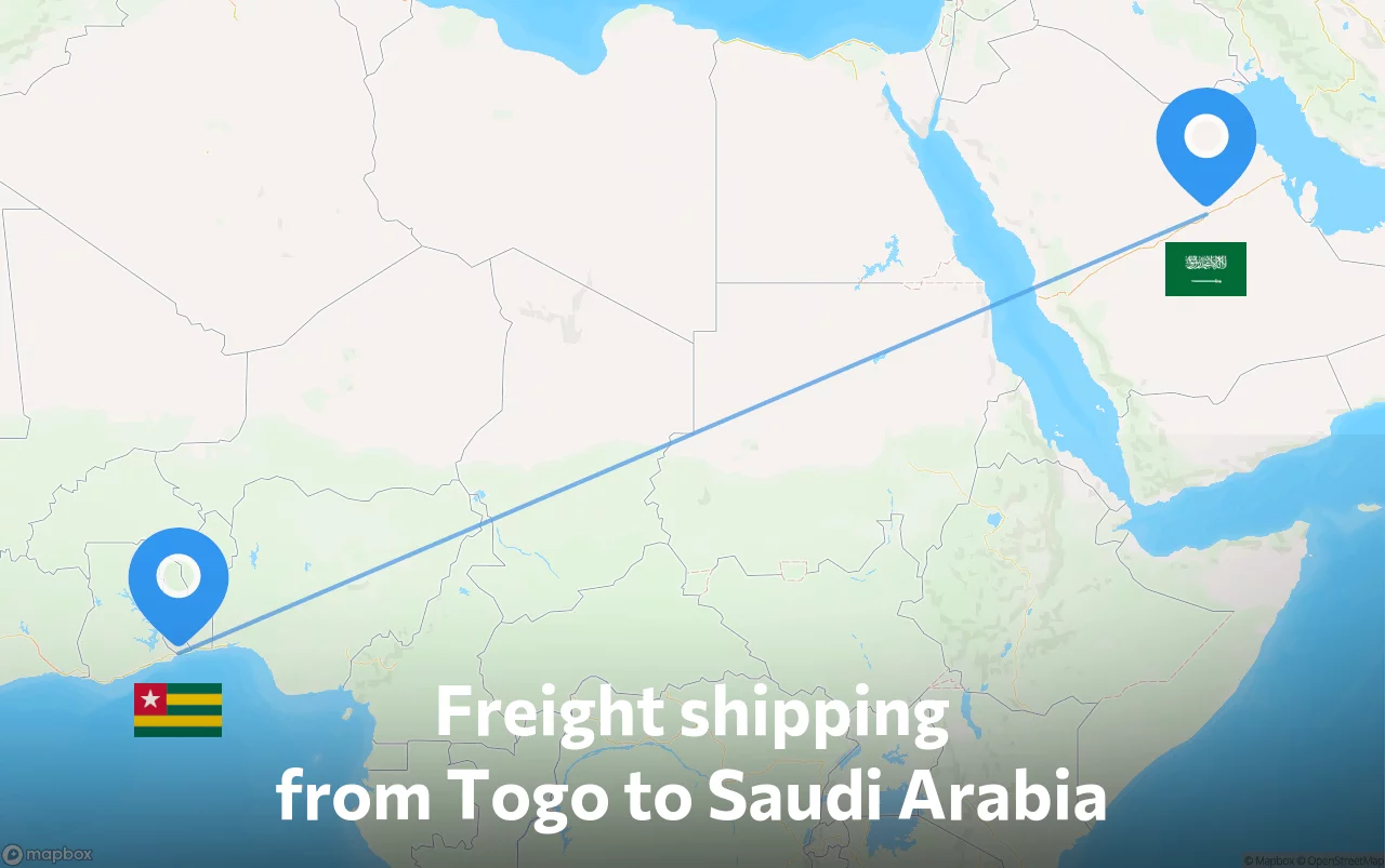 Shipping route from Togo to Saudi Arabia