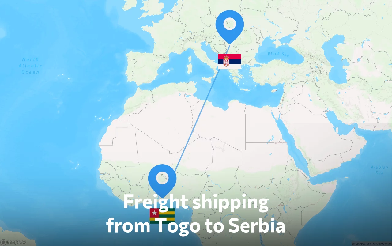 Shipping route from Togo to Serbia
