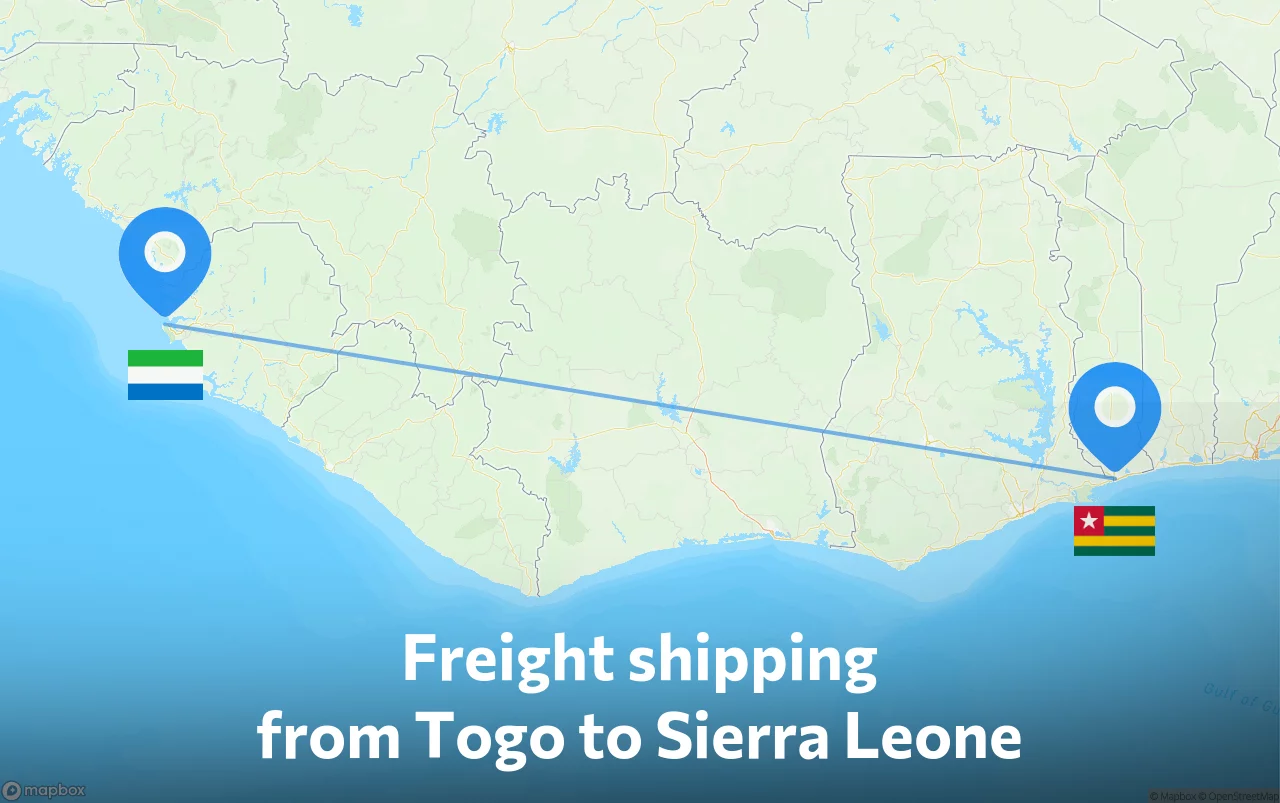 Shipping route from Togo to Sierra Leone