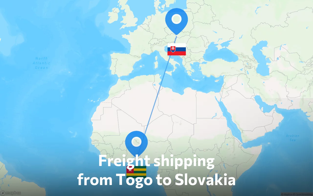 Shipping route from Togo to Slovakia