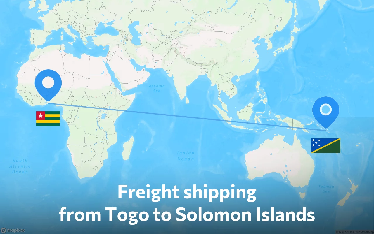 Shipping route from Togo to Solomon Islands