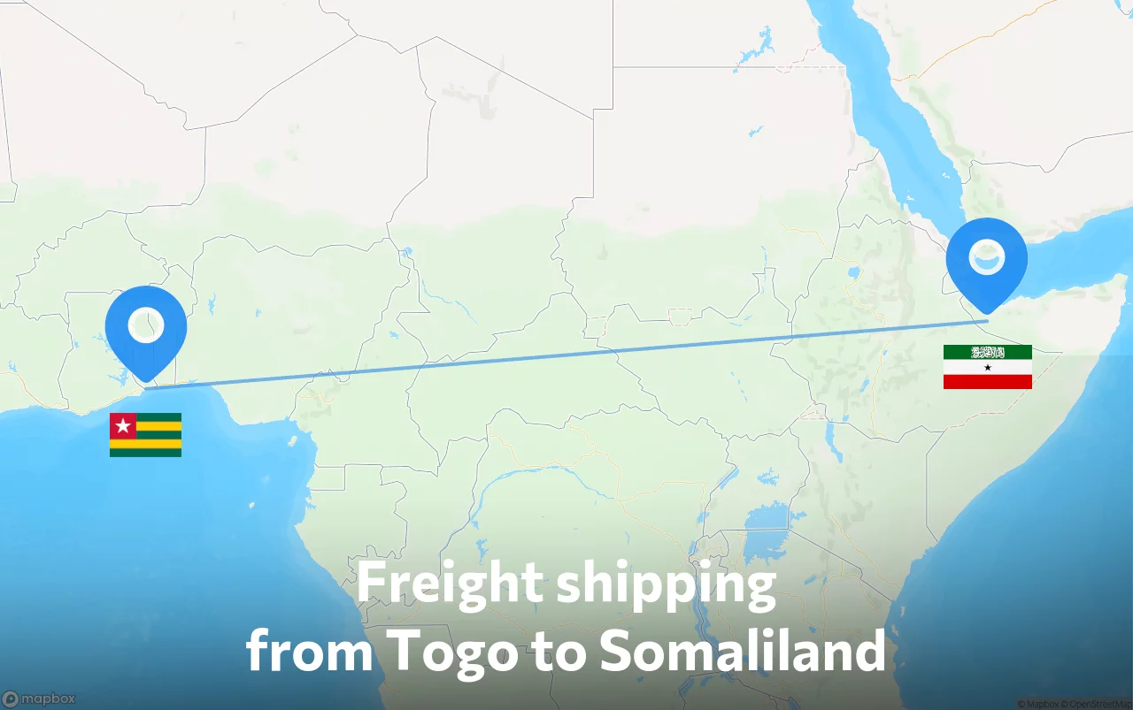 Shipping route from Togo to Somaliland