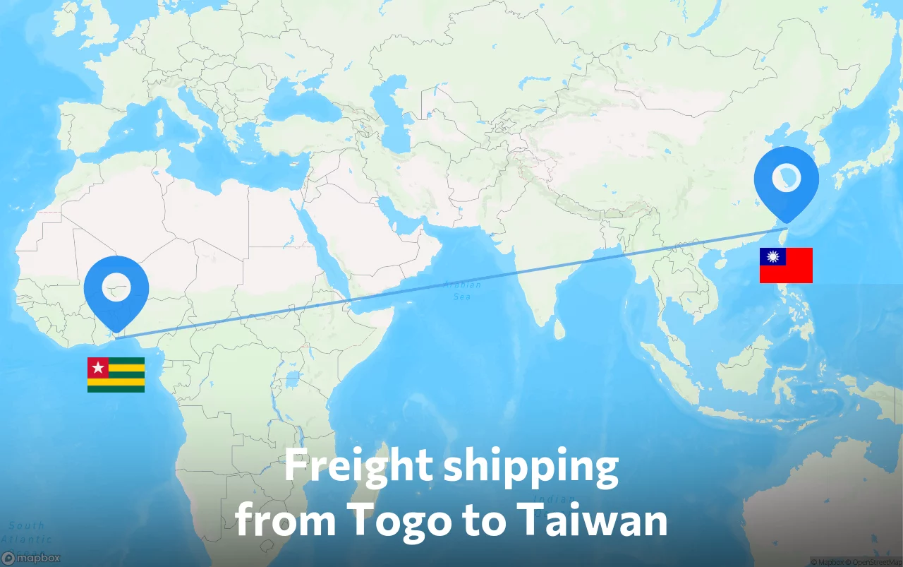Shipping route from Togo to Taiwan