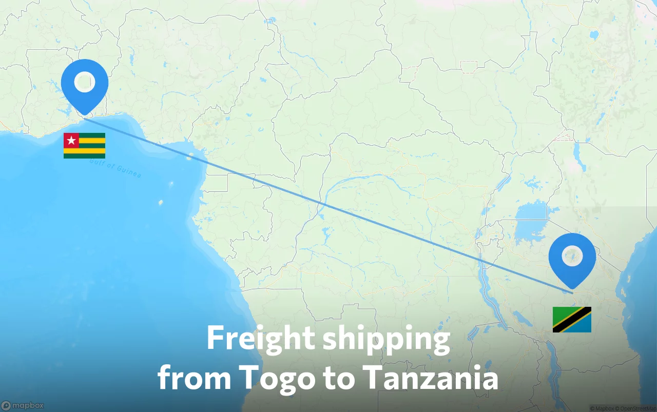 Shipping route from Togo to Tanzania